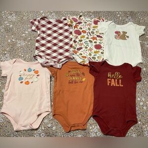 Set of 6 Fall-Thanksgiving Baby Onesies